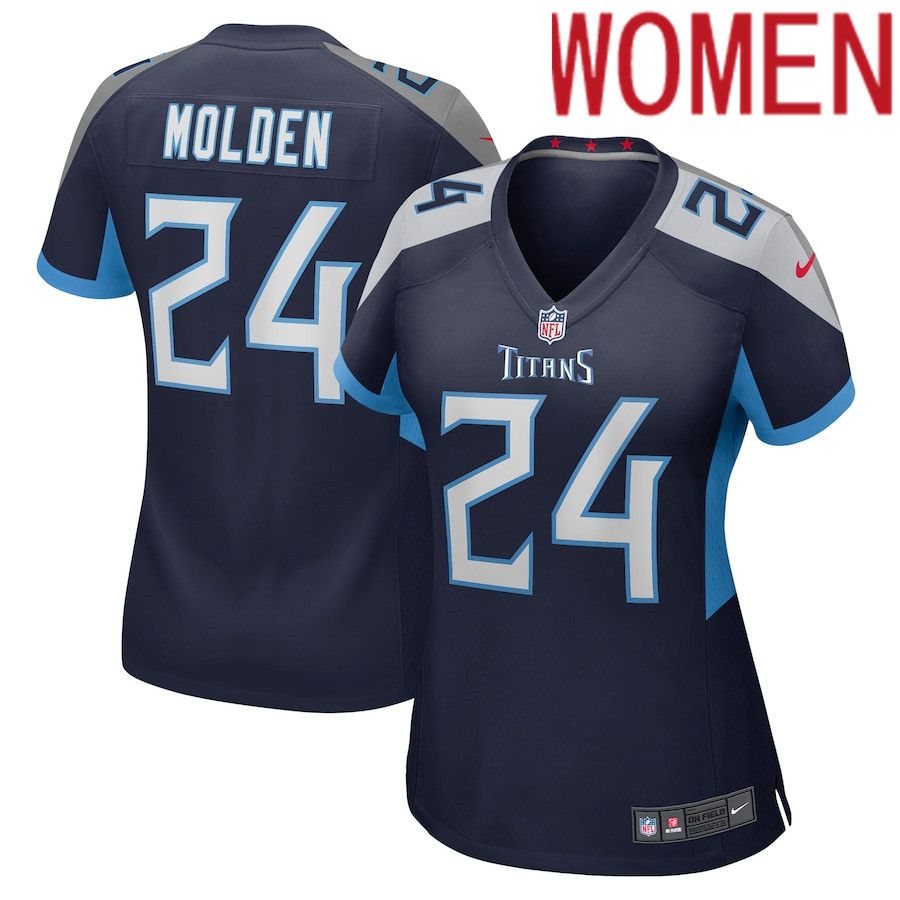 Women Tennessee Titans 24 Elijah Molden Nike Navy Game NFL Jersey